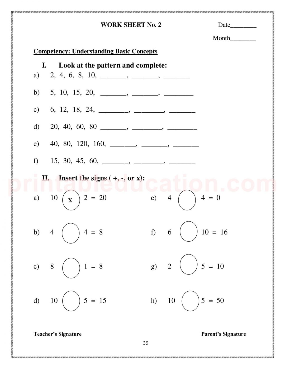 Sequence & Number Patterns Worksheets | PrintablEducation