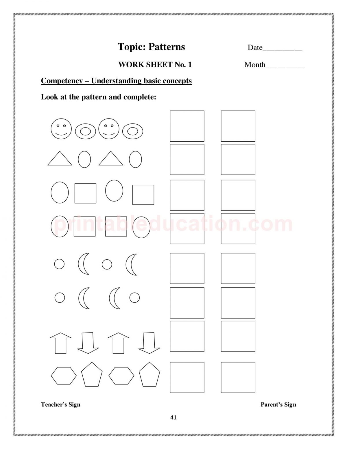 Sequence & Number Patterns Worksheets PrintablEducation