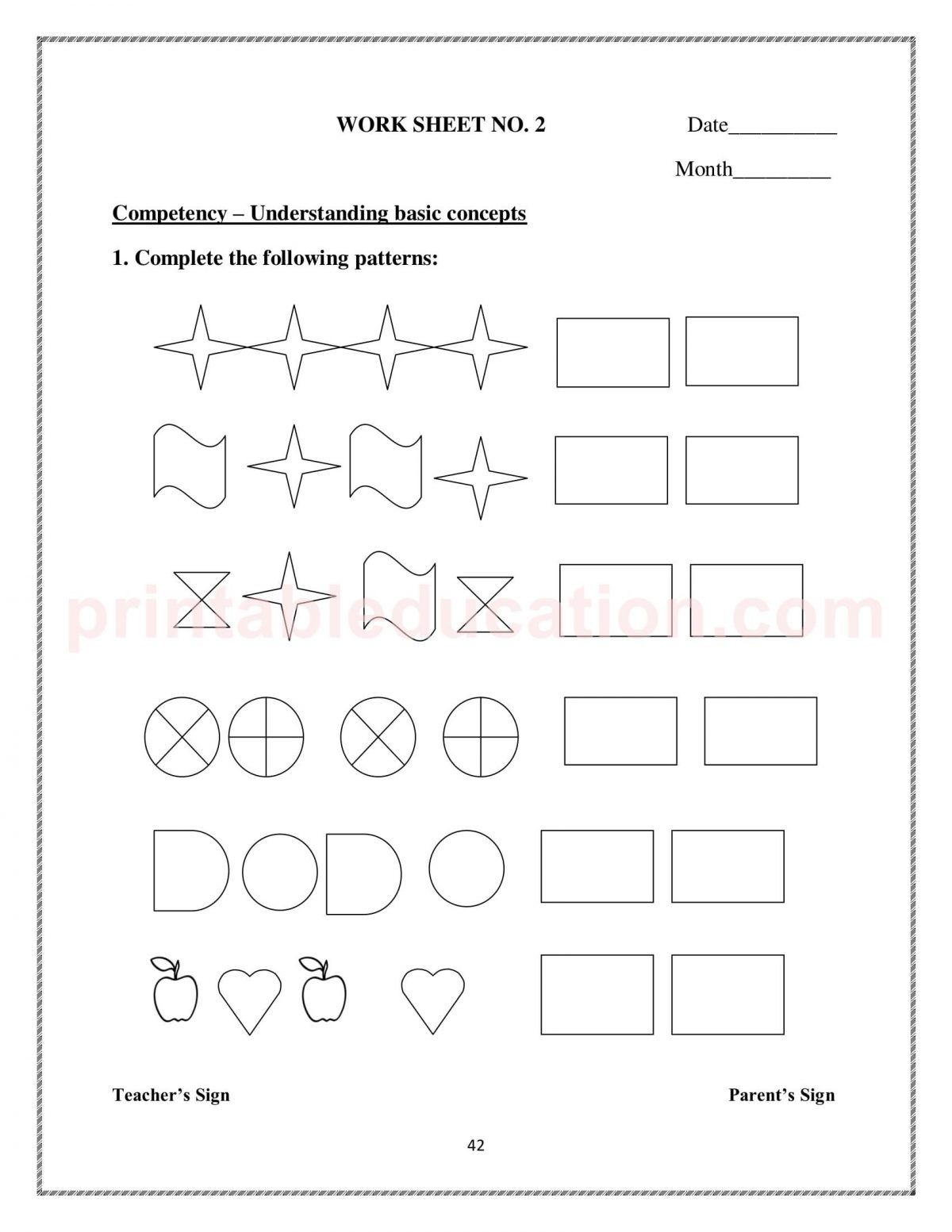 Sequence & Number Patterns Worksheets | PrintablEducation